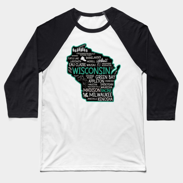 Racine Wisconsin cute Milwaukee, Osseo, Green Bay, Kenosha, Racine, Appleton, Waukesha, Eau Claire, Oshkosh, Janesville Baseball T-Shirt by BoogieCreates